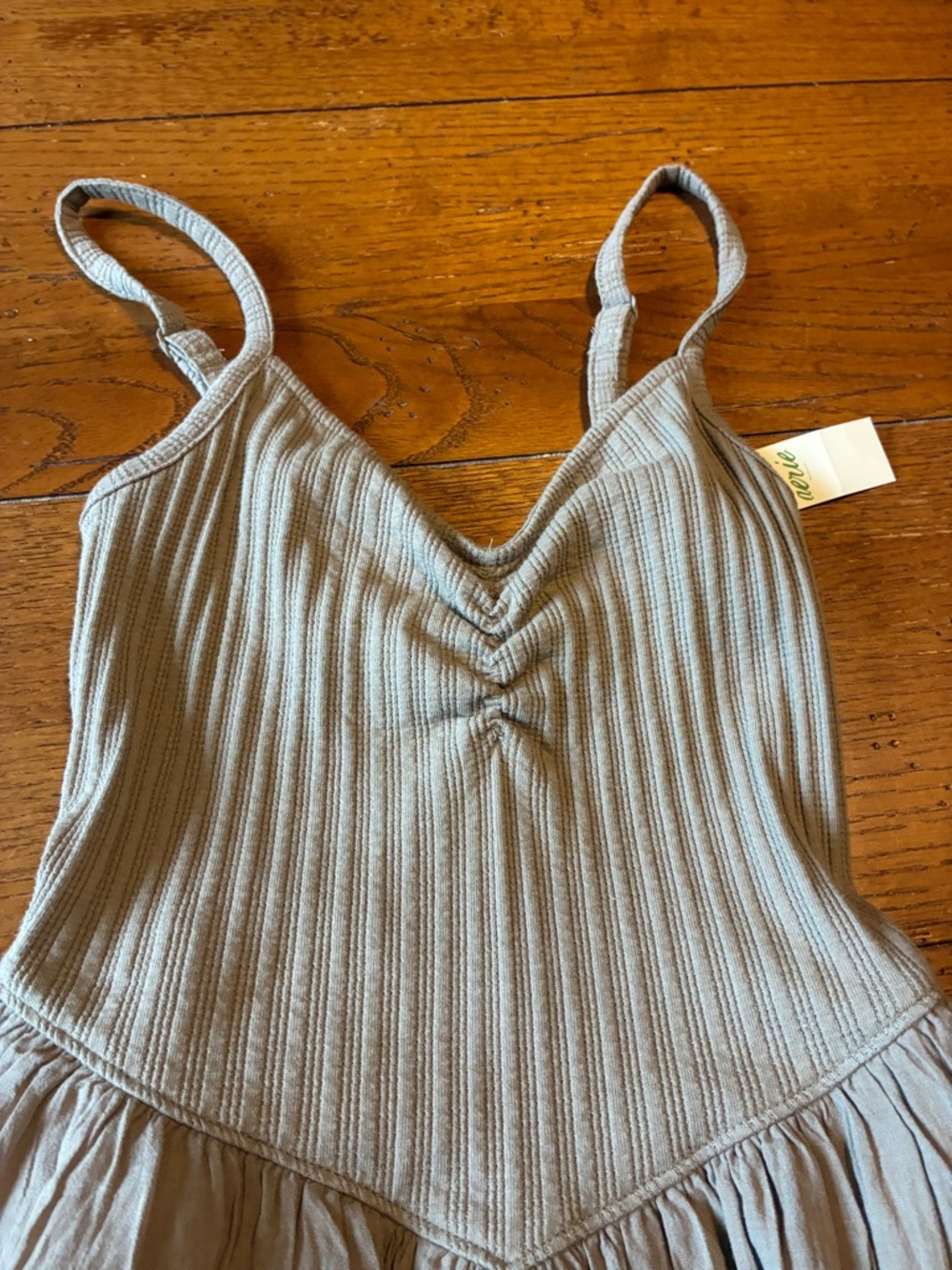 Aerie Sleeveless Cotton-Blend Dress in Light Taupe - Picture 6 of 6